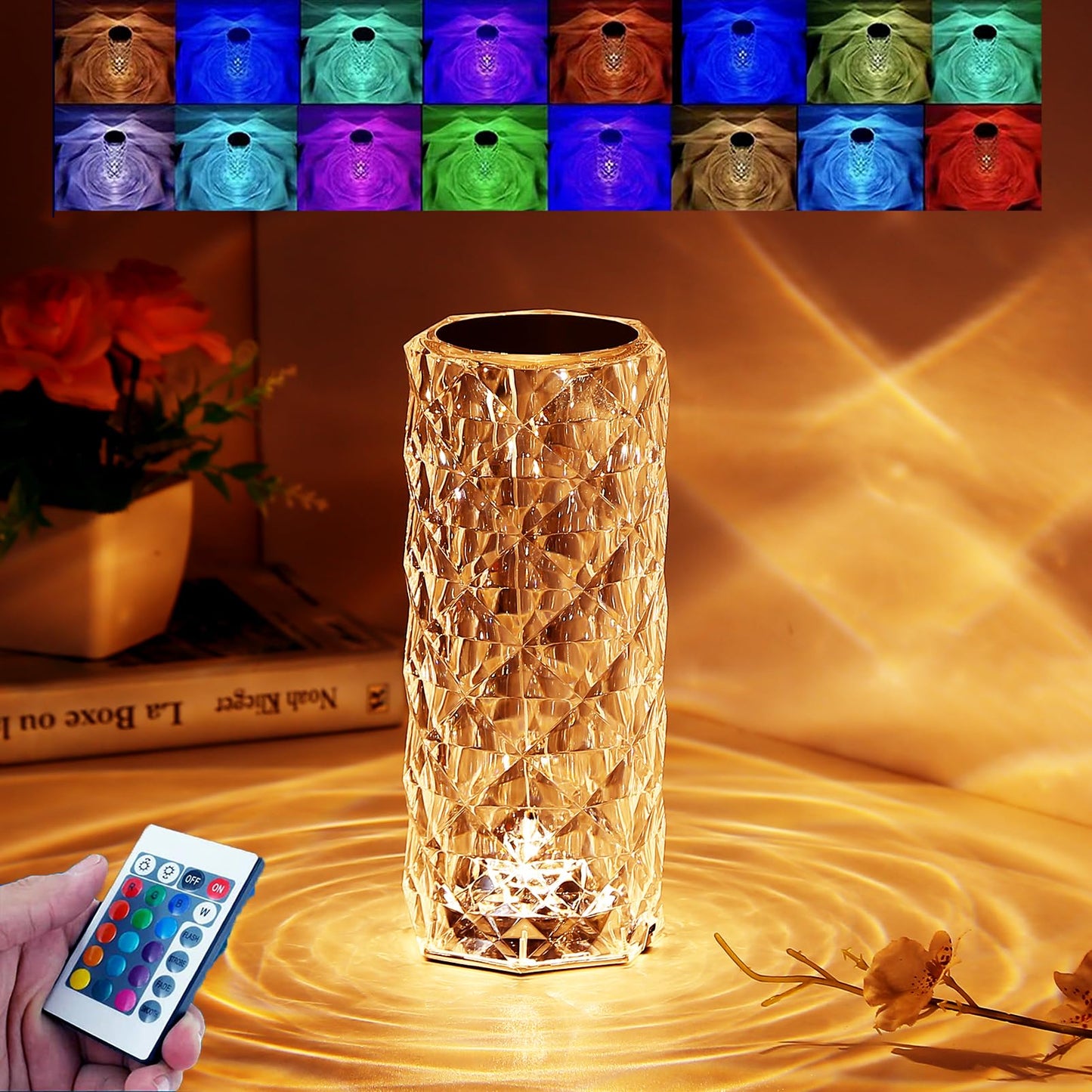 Rose Rays Crystal Diamond Table Lamp