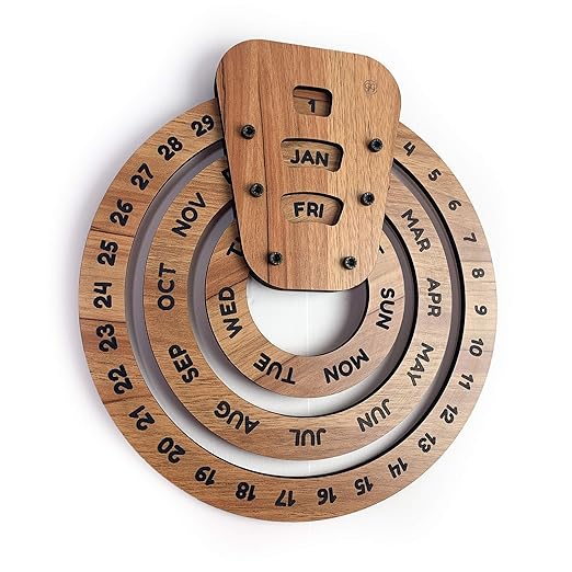 Wooden Rotating Circular Perpetual Calendar