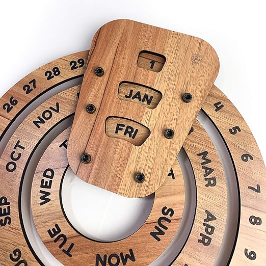 Wooden Rotating Circular Perpetual Calendar